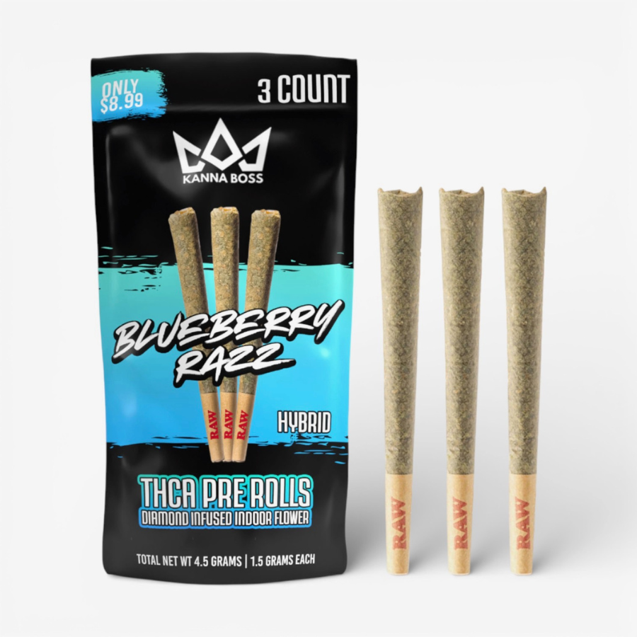 BLUEBERRY RAZZ INFUSED PRE-ROLLS 3 X 1.5G